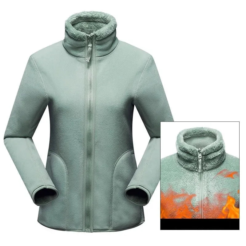 Women Pullover Sweatshirts Winter Unisex Reversible Hoodie  Warm Polar/Coral Fleece Hooded Jacket Ladies Flannel Coat Hoody