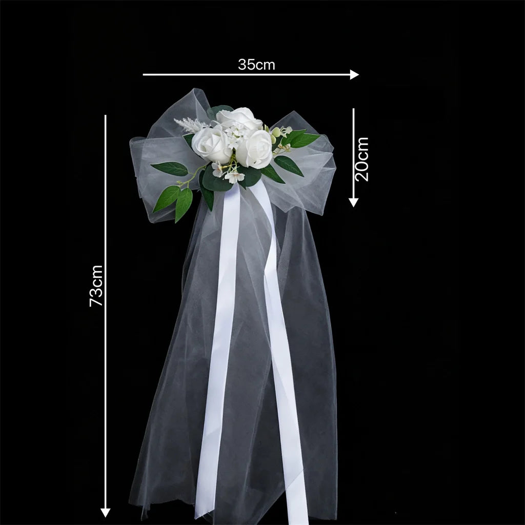 Custom Wedding Car Flowers Wedding Car Decoration Bridal Shower Personalized Car Couple Garland Wedding Custom Bows And Ribbons