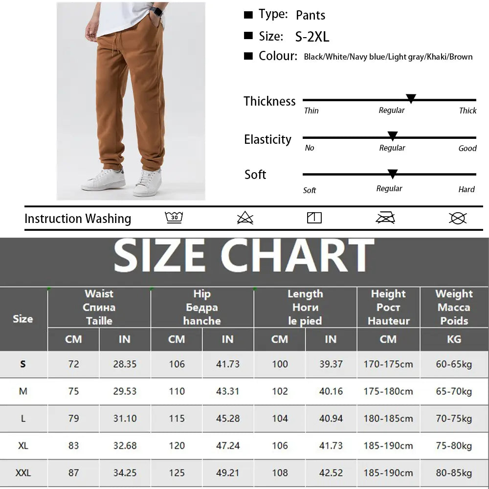Pantalons de jogging en polaire pour hommes, sweatpants décontractés, en coton marron, coupe ample et taille élastique.