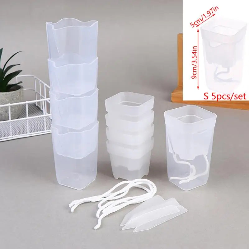 5Pcs Self Watering Plant Pots Plants Double-Layer Flower Pots Planters Drainage Hole Reservoir Seedling Nursery Pot Gift