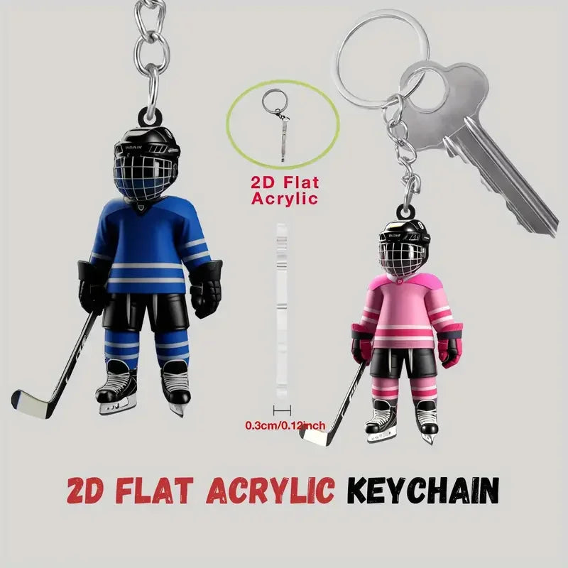 1/5 Hockey Player Keychains - Perfect for Backpacks, Car Decorations - Ideal Gift for Hockey Enthusiasts and Young People