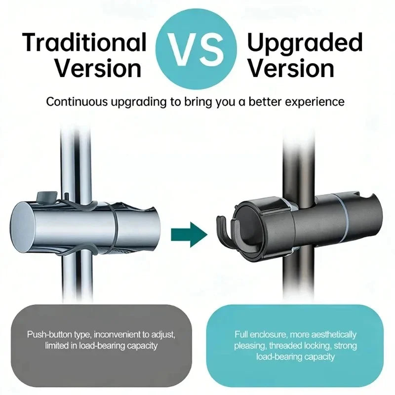 Bathroom Shower Head Holder Adjustable ABS Slide Bracket with Rotating Hook for Sliding Rail Bar Mounting Accessories
