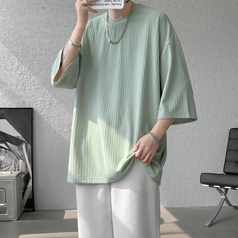 men t shirts Summer Men's White Cool T-shirts Women Oversized 5XL Korean Style Loose Striped T-shirt Casual T-Shirt Male