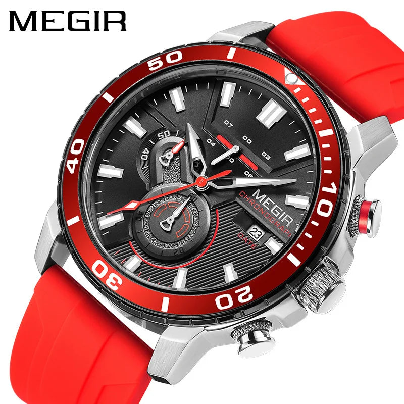 MEGIR Men Wristwatch Fashion Casual Quartz Date Watches Luxury Male Clock Chronograph Multifunctional 30M Waterproof Sport