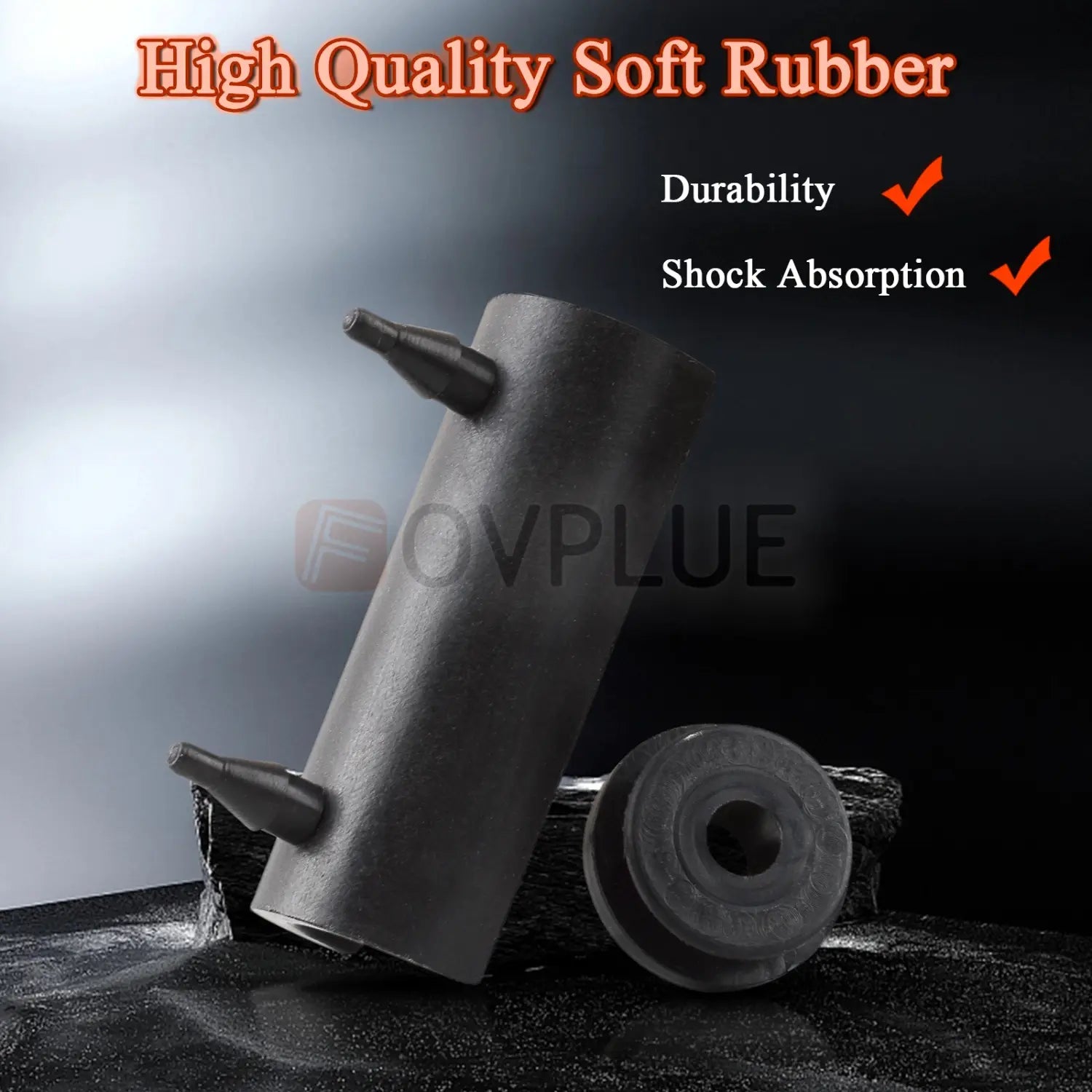 black cylindrical rubber bushing with two metal fittings and a matching circular component made of high-quality soft rubber for durability and shock absorption in harley touring saddlebag support grommet kit 1993 up