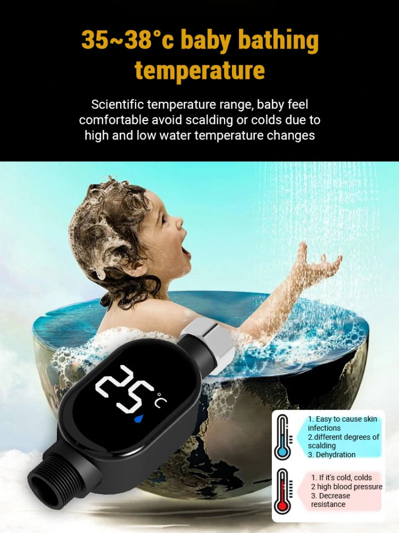 Household bathroom waterproof smart shower device high sensitivity temperature display wide applicable adult general design safe