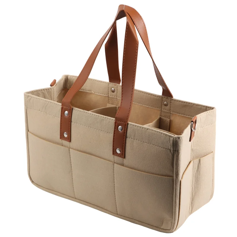 B78B-Baby Felt Storage Nursery Organizer Basket Infant Diaper Bag With Handle Caddy Changing Nappy Kids Storage Carrier