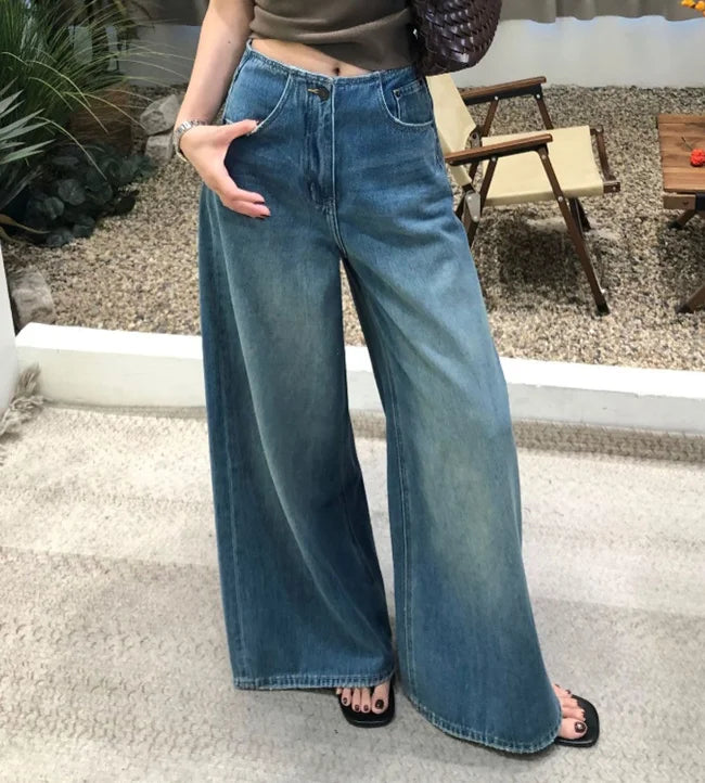 Wide Leg Jeans Women's 2026 Spring High Waist American Spice Girls Loose Straight Wide Leg Pants