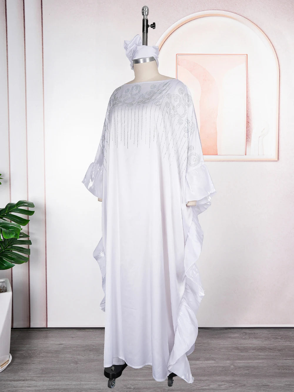Elegant Women Party Dresses Traditional African Loose Boubou Ruffle Maxi Robes Dubai Hijab Abayas Wedding Party Gown Kaftans