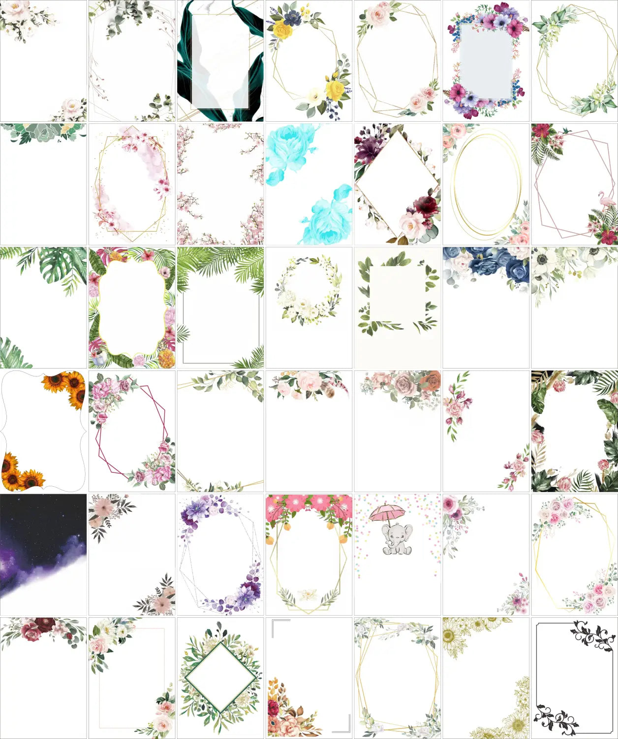 Jewish blessing card acrylic keychain party favor set of 10 featuring floral and botanical design templates with watercolor flowers leaves and geometric frames in soft pastel hues.