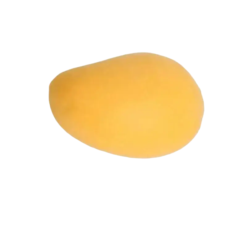 A soft golden-yellow mango-shaped slow rising squishy toy for stress relief and birthday party gifts