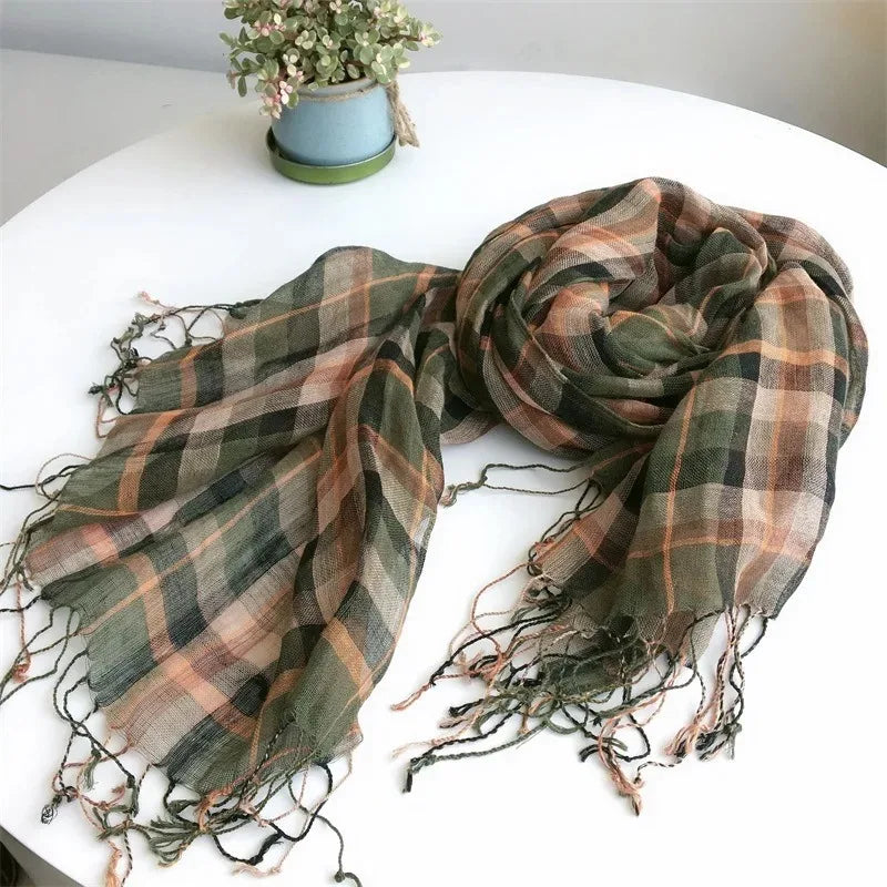 Line Checkered Scarf Plaid Wraps For Women Line Shawl For Women