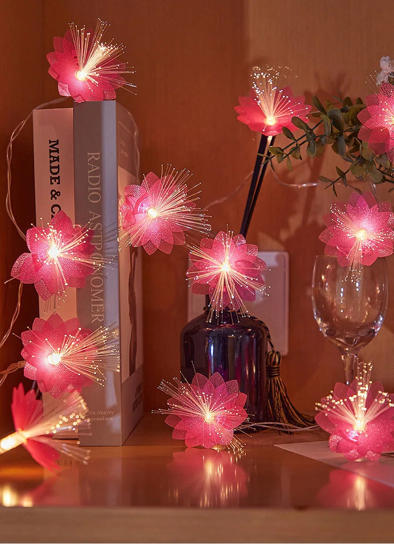 LED Fiber Optic Flower String Lights Wedding Party Indoor and Outdoor Garden Courtyard Christmas Luminous Decoration Supplies