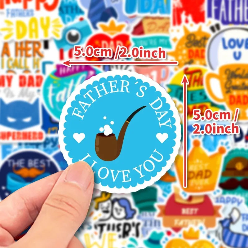 50pcs Text Father’s Day Stickers New Product Creative Thanksgiving Father’s Day Birthday Card Decorative Stickers for Friends
