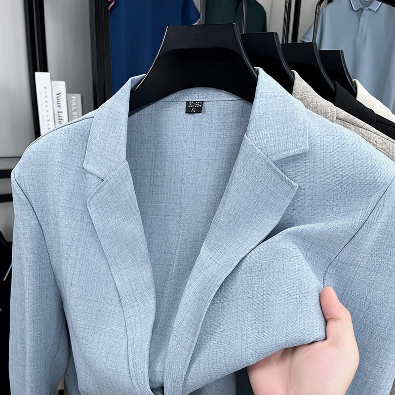Mens Linen Blend Suit Jacket Lightweight Smart Casual Blazer Summer Sun Protection Outerwear Coat Wedding Prom Vacation Beach