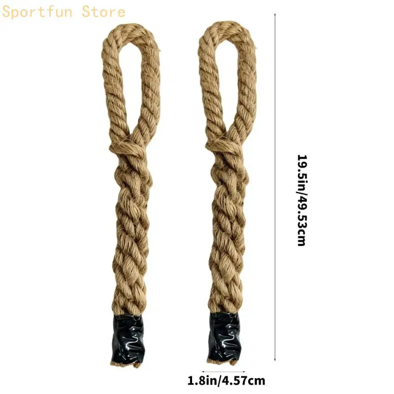 Two Braided Natural Fiber Rope Accessories for Grip Training, a Strength Exercise Addition for Dorm Fitness, Household Workouts