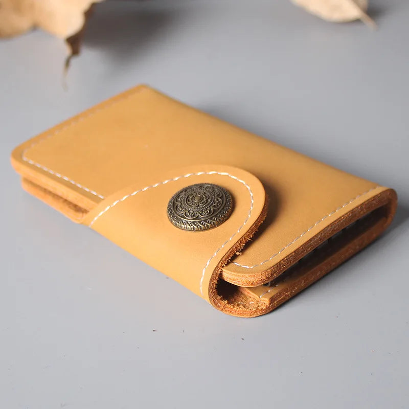 Leather Waist Key Pouch - Multi-Functional Organizer with Card Holder & Snap Button, Hands-Free Wallet for Men & Women