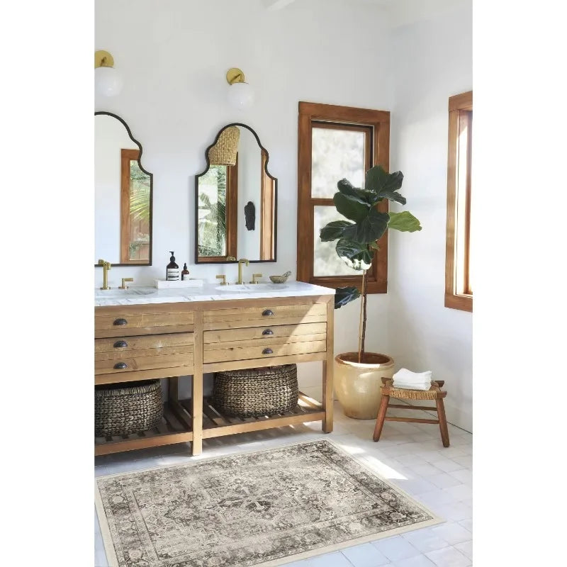 Traditional Persian washable rug vintage Turkish geometric pattern living room bedroom carpet bathroom hallway washable rug