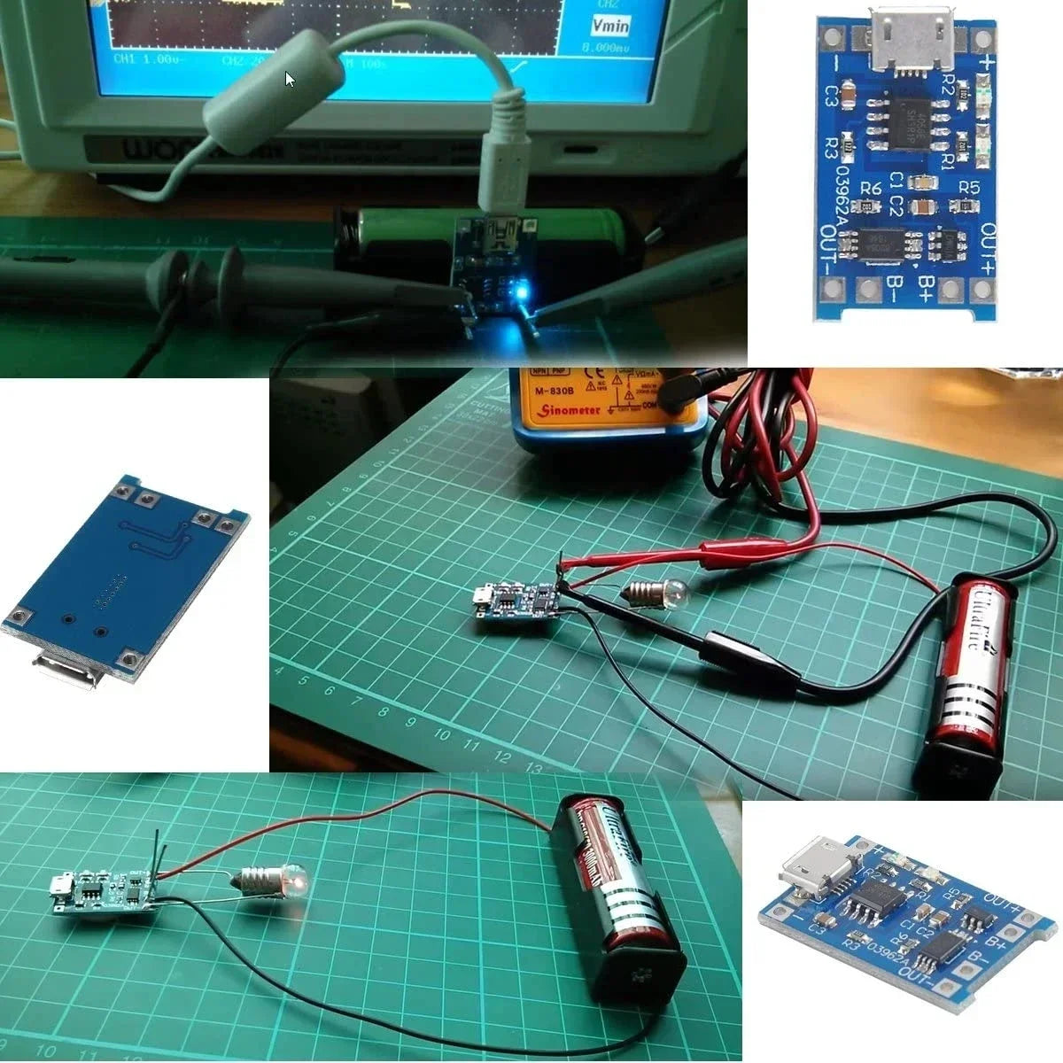 Micro USB/Type C 5V 1A Charger Board with Dual Protection Functions 18650 Charging Module Lithium Battery Module Battery Holder