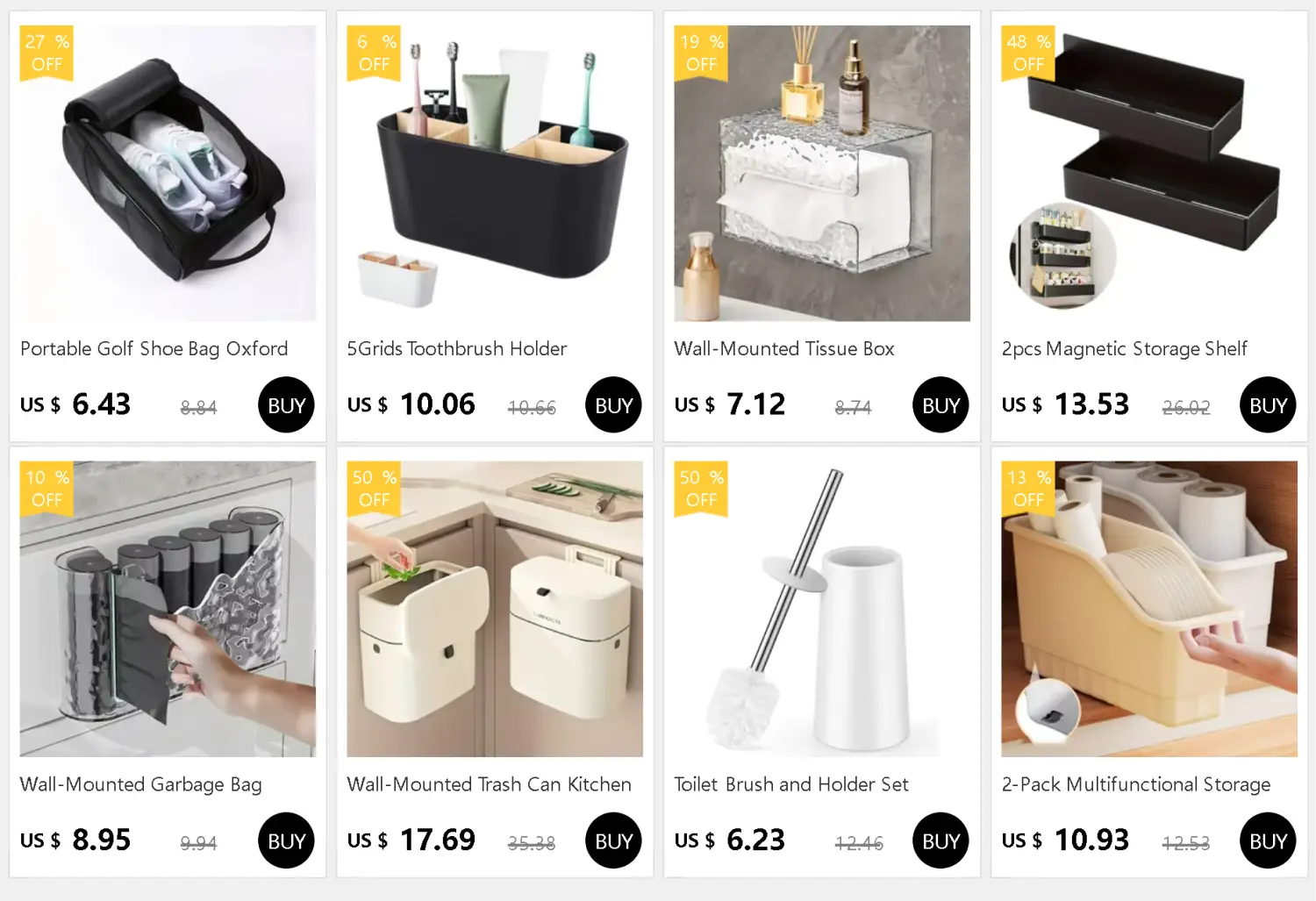 sac de chaussures de golf portatif noir avec plusieurs compartiments et une poignée, mettant en valeur la caractéristique d’organisateur d’évier mural à fixation adhésive sur support de rangement, pour un transport facile et un rangement organisé.