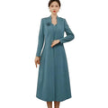 Autumn Winter Womens Suits 2 Piece Set Formal Long Blazers Jacket Long Sleeve A-Line Dress Set for Wedding Party