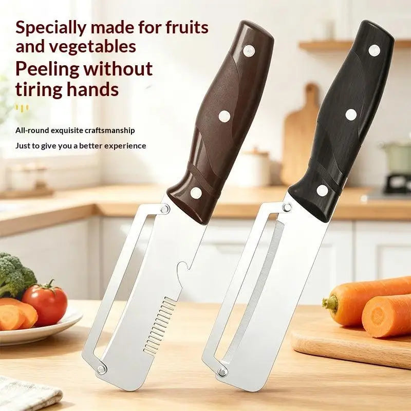 Kitchen Essentials 3-in-1 Peeler Knife with Serrated Edge and Integrated Opener for Daily Cooking