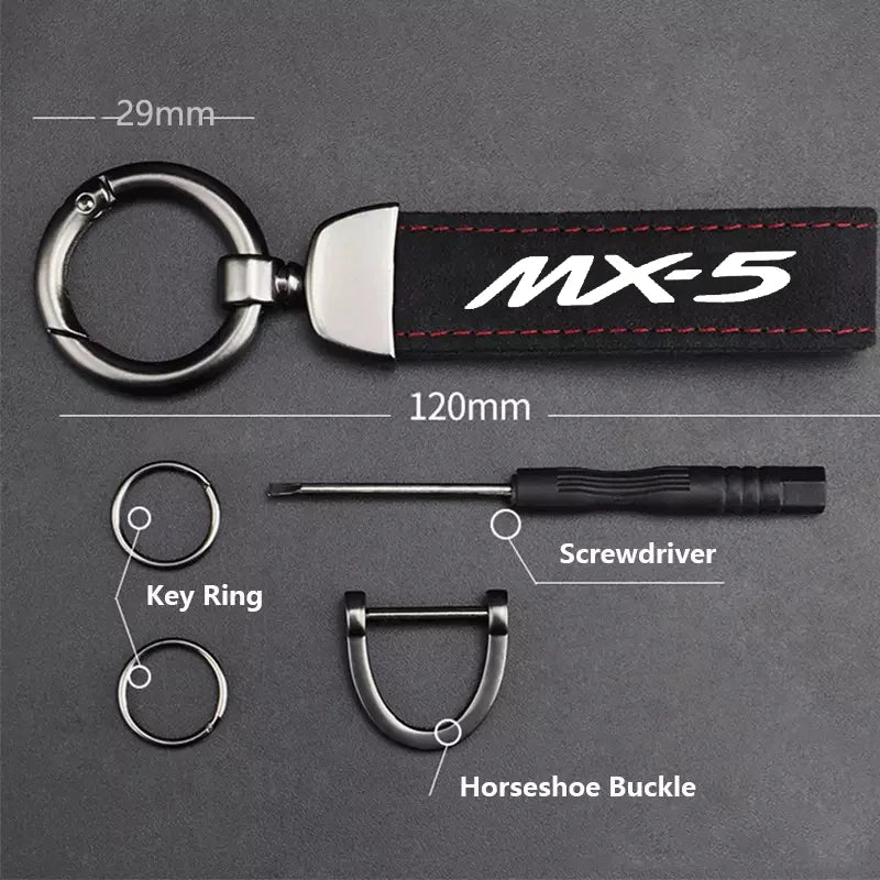 Suede Kaychain Car Key Ring Holder Pendent High-end Gifts For Mazda MX-5 Miata NA NB NC ND 1990-2019 2020 2021 2022 2023