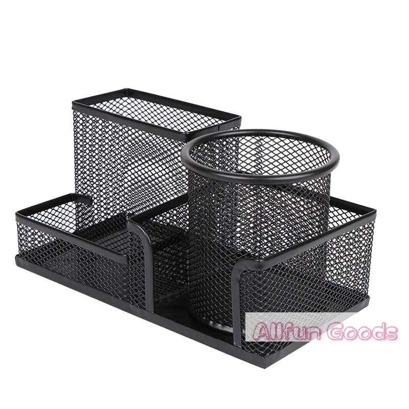 Desk Stationery Organizer Creative Metal Pen Holder Pencil File Storage Rack Storage Box Office Accessories Desktop Ornament