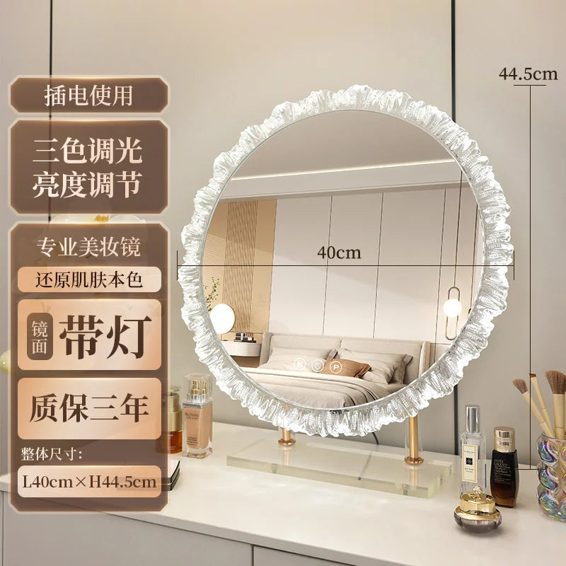 Round Bathroom Mirror Led Light Makeup Full Length Mirror Big Art Espelho De Banheiro Para Parede Home Decoration Accessories