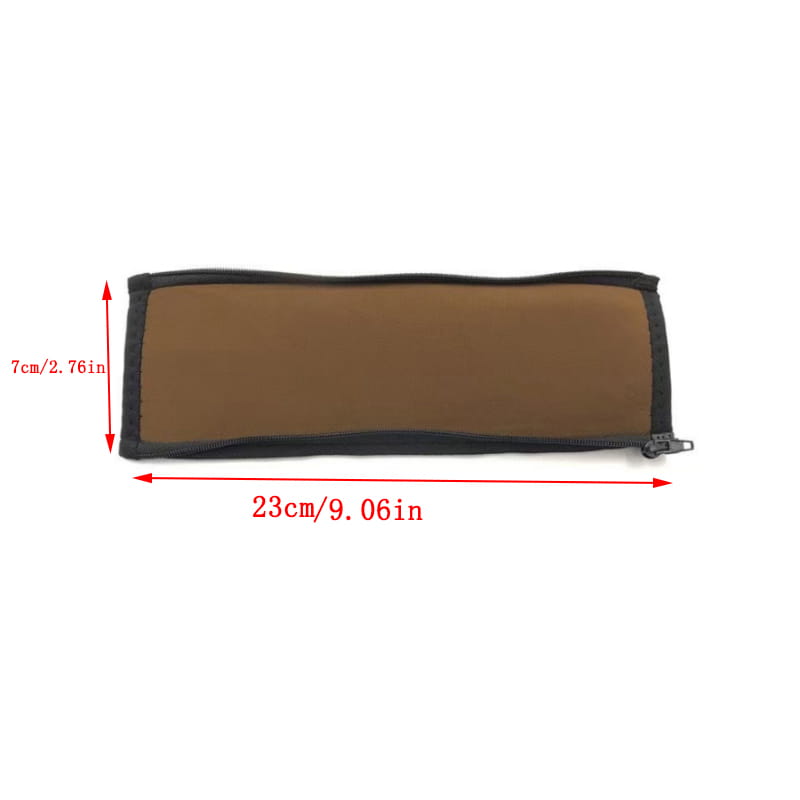 brown neoprene headphone headband cover pouch with black trim and zipper cushion