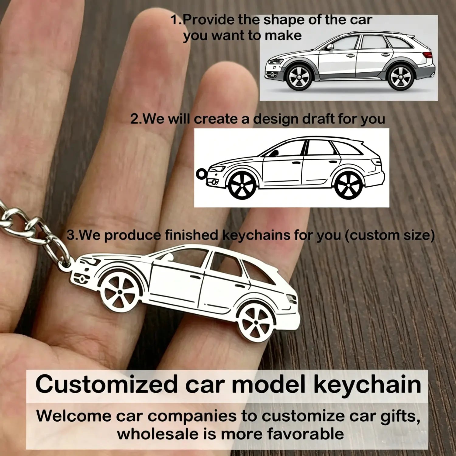 silver metal custom car model keychain personalized vehicle key pendant shaped like a car for holding keys