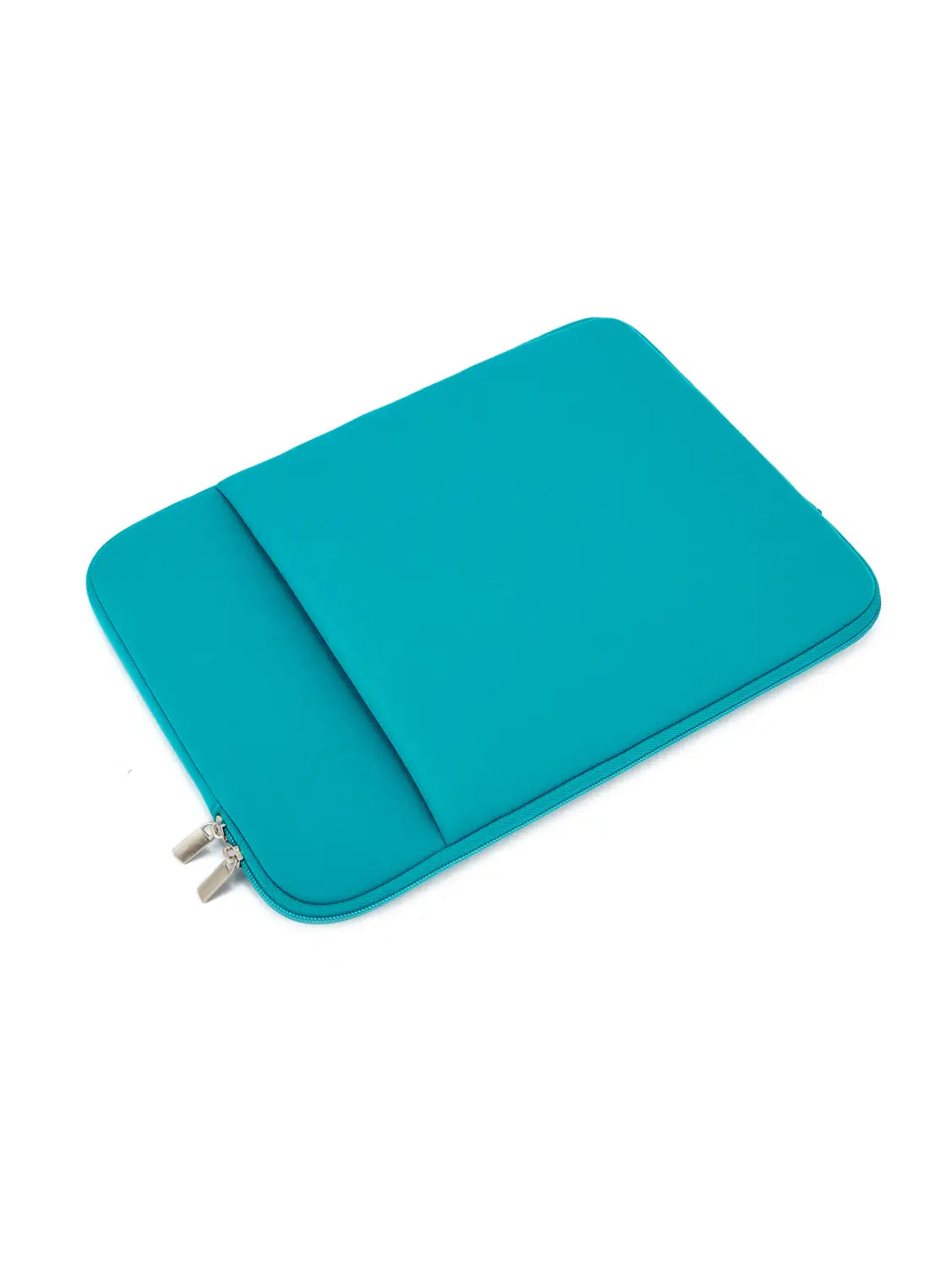 Tealfarbene multifunktionale Neopren-Laptoptasche mit Reißverschlussverschluss und Innenfach für Laptops von 11 bis 17 Zoll.