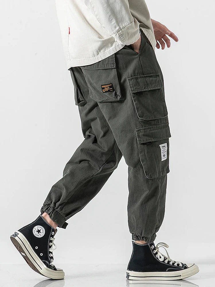 Korean Streetwear Cargo Jogger Pants Men Joggeing Loose Casual Sport Ankle-Lenght Trousers Fashion Sweatpants Male