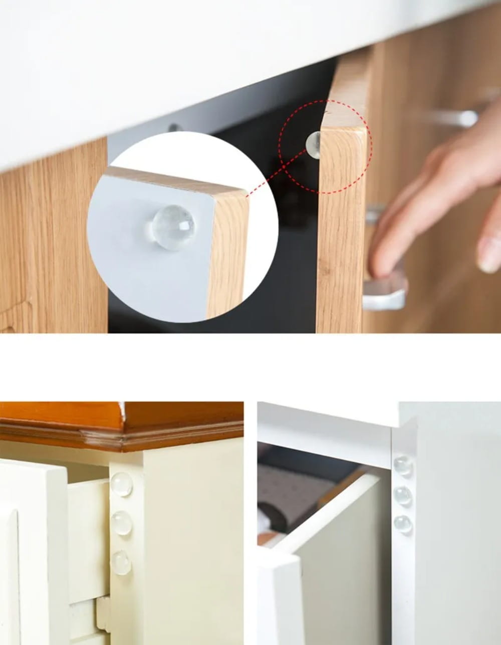 Pare-chocs d’angle d’armoire en silicone transparent en forme sphérique, finition transparente lisse, conçus pour protéger les coins, lot de 100