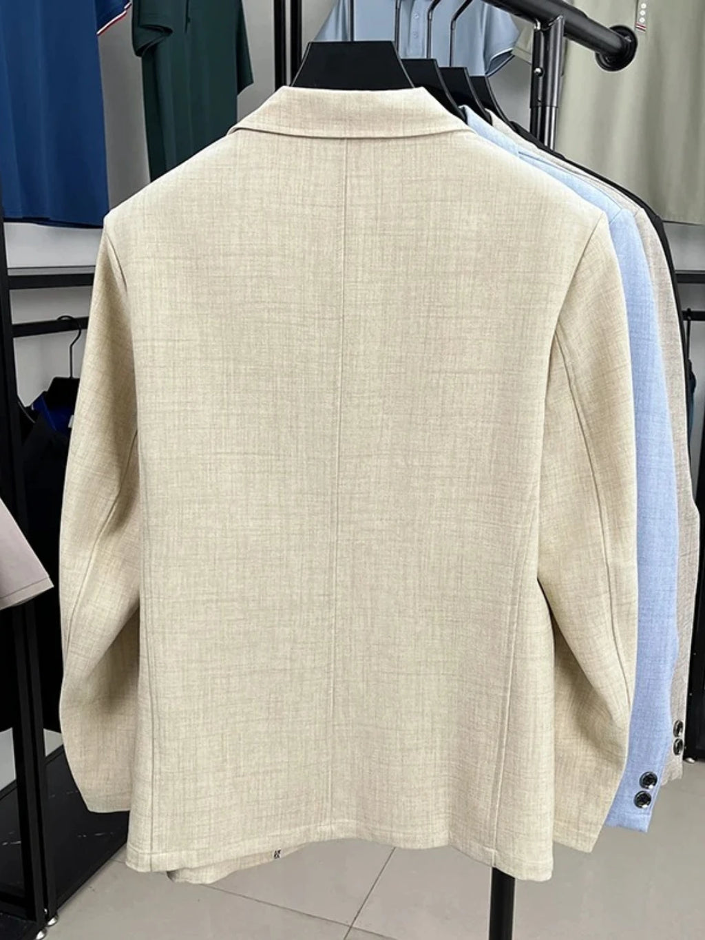 Mens Linen Blend Suit Jacket Lightweight Smart Casual Blazer Summer Sun Protection Outerwear Coat Wedding Prom Vacation Beach