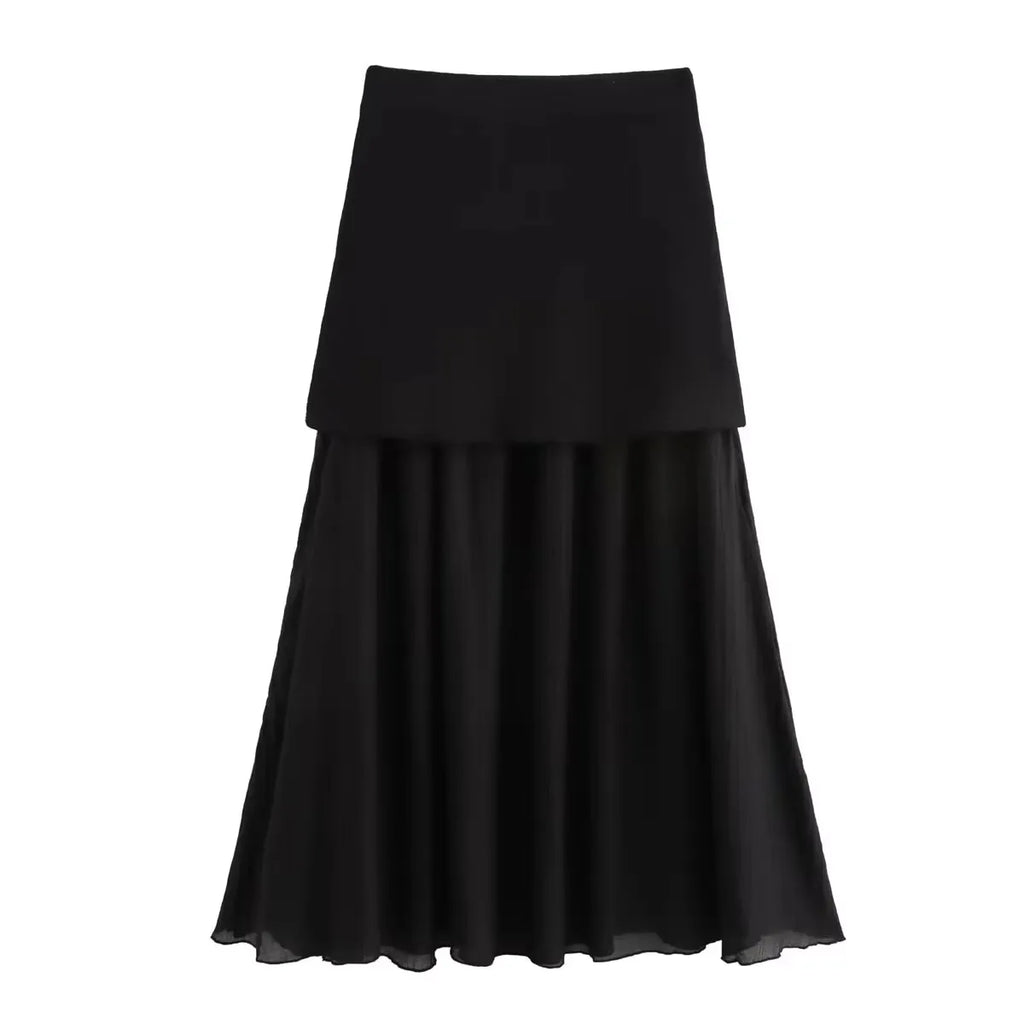 HH Womens Elegant Solid Long Skirt High Waist Zip for Date Casual Streetwear Daily Party Vacation Holiday Outings Woman Skirt