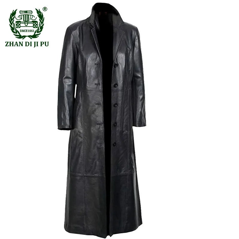 Mens Coats PU Leather Trench Jacket Spring Fall Winter Top Slim Korean Streetwear Gothic Moto Biker Punk Outwear Men Clothing