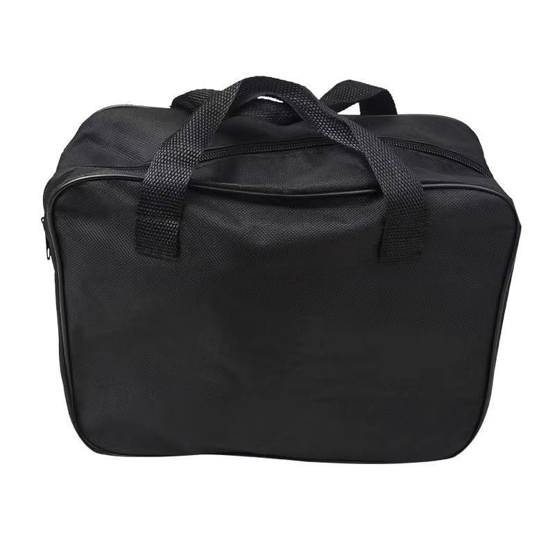 Sac de rangement noir pour pompe à air de voiture en tissu Oxford, avec poignées renforcées et fermeture à glissière, pour un transport organisé.