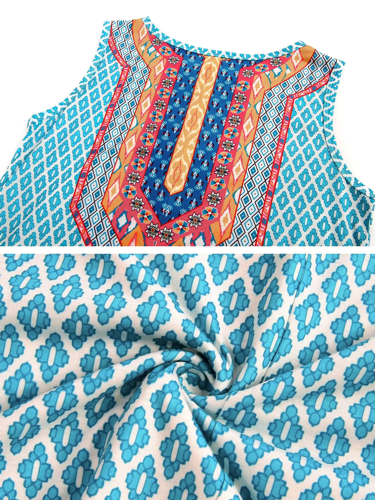 Ethnic-Style Women's Spaghetti-Strap Dress Summer Boho Beach Dress Casual Loose-Fitting Dress Women's Fashionable Vacation Top