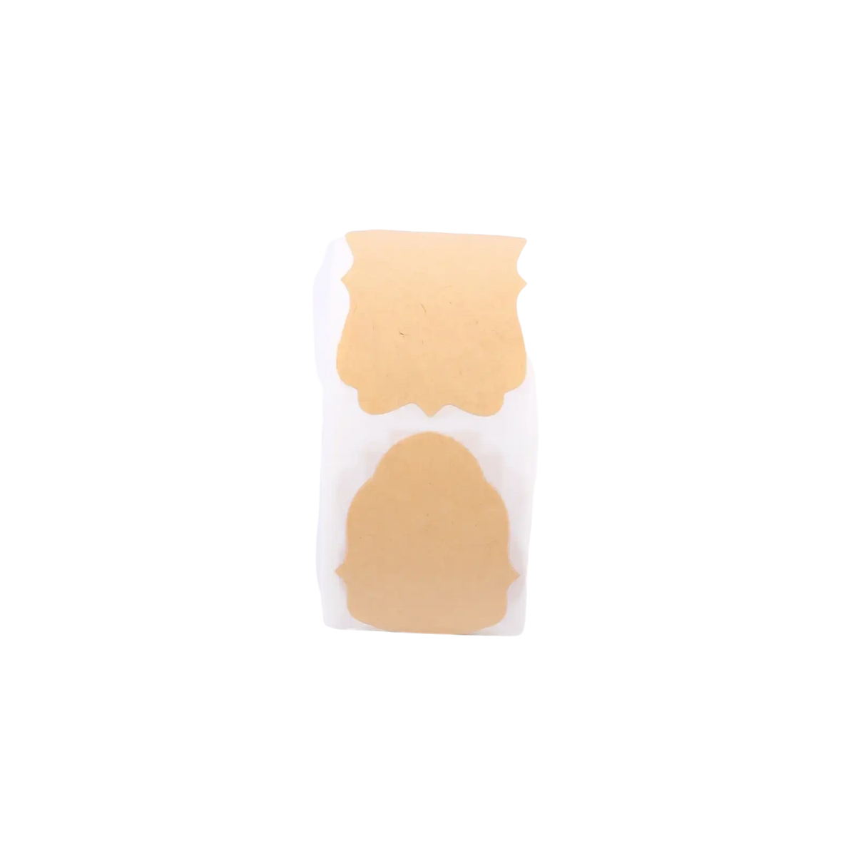 A roll of beige scalloped-edge adhesive paper stickers for christmas decorations cosmetics food and crafts