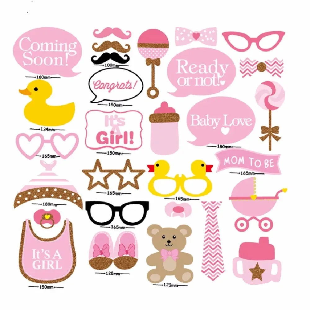 Baby Shower Party Decoration Pink Blue Photo Booth Props Photobooth It's A Boy Girl Baby Shower 1st Birthday Party Favor Gifts