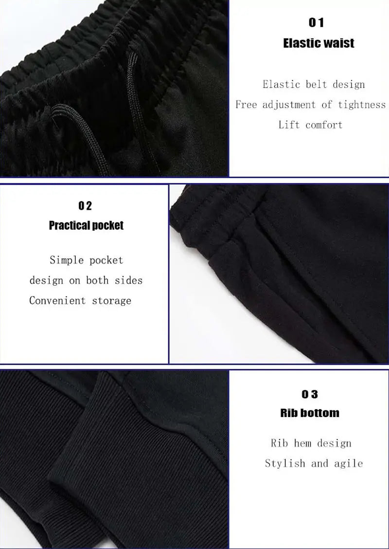 Joggers impresos de hombre estilo casual streetwear en color negro, con cintura elástica, bajos acanalados y bolsillos laterales