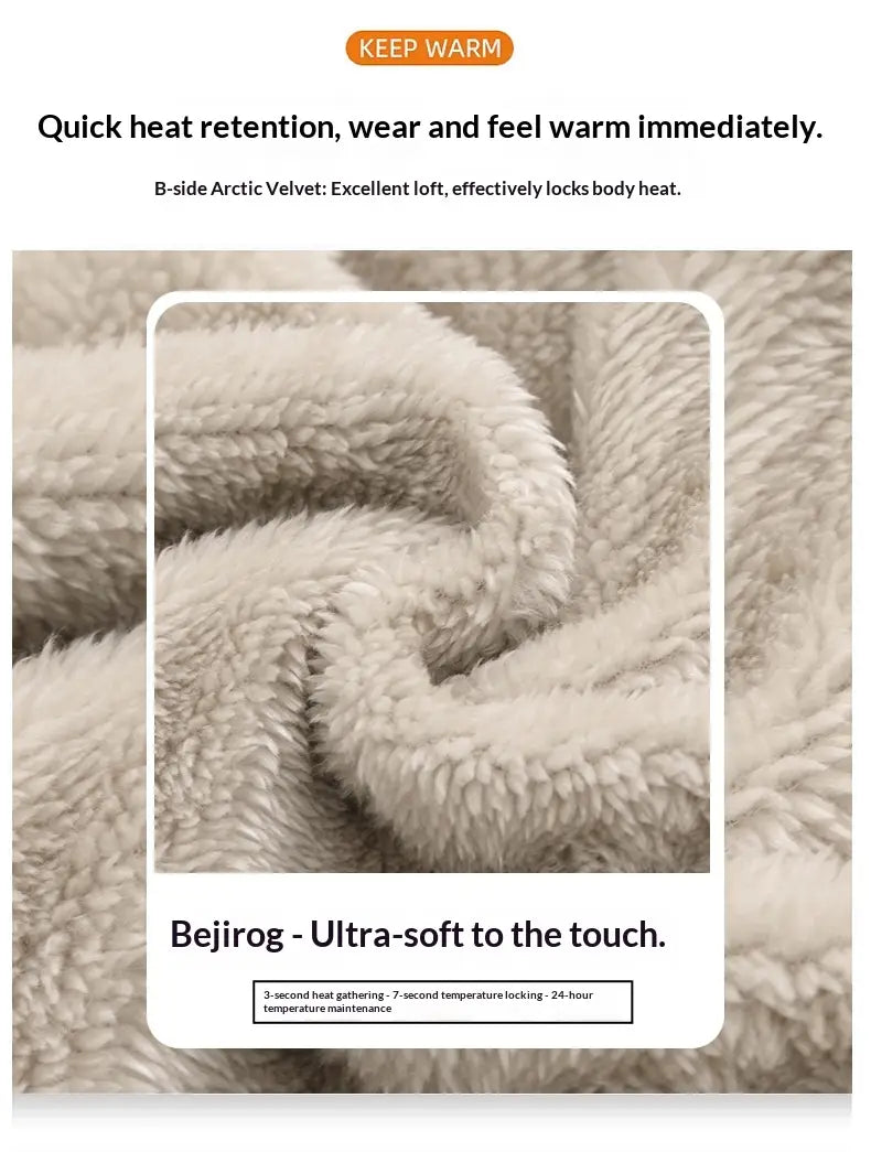 Pantalons de survêtement d’hiver décontractés pour hommes doublés en polaire, avec velours arctique beige/« beijrog », tissu en polaire ultra-douce de couleur crème, conçu pour une rétention rapide de la chaleur et une chaleur confortable.