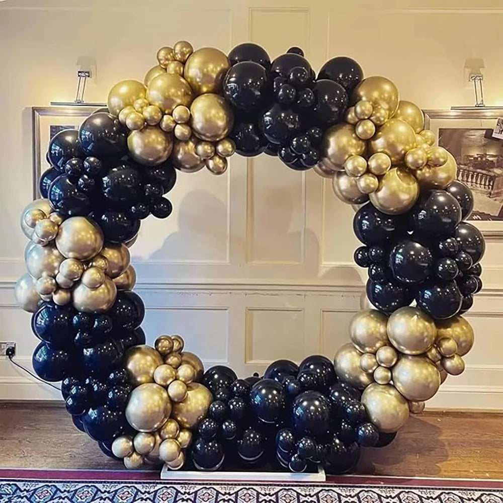 Birthday Party Balloons Garland Arch Black Gold Latex Balloon Kit 40th Birthday Decor Globos Graduation New Year 2024 Decoration