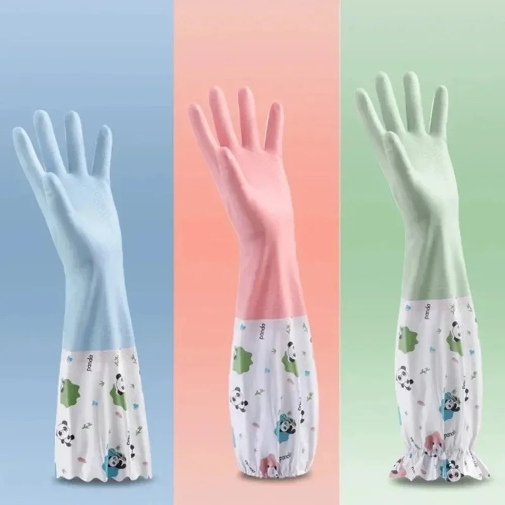Women's Waterproof Rubber Kitchen Gloves Extended Durable for Dishwashing Cleaning Laundry Comfortable Fit for Household Chores