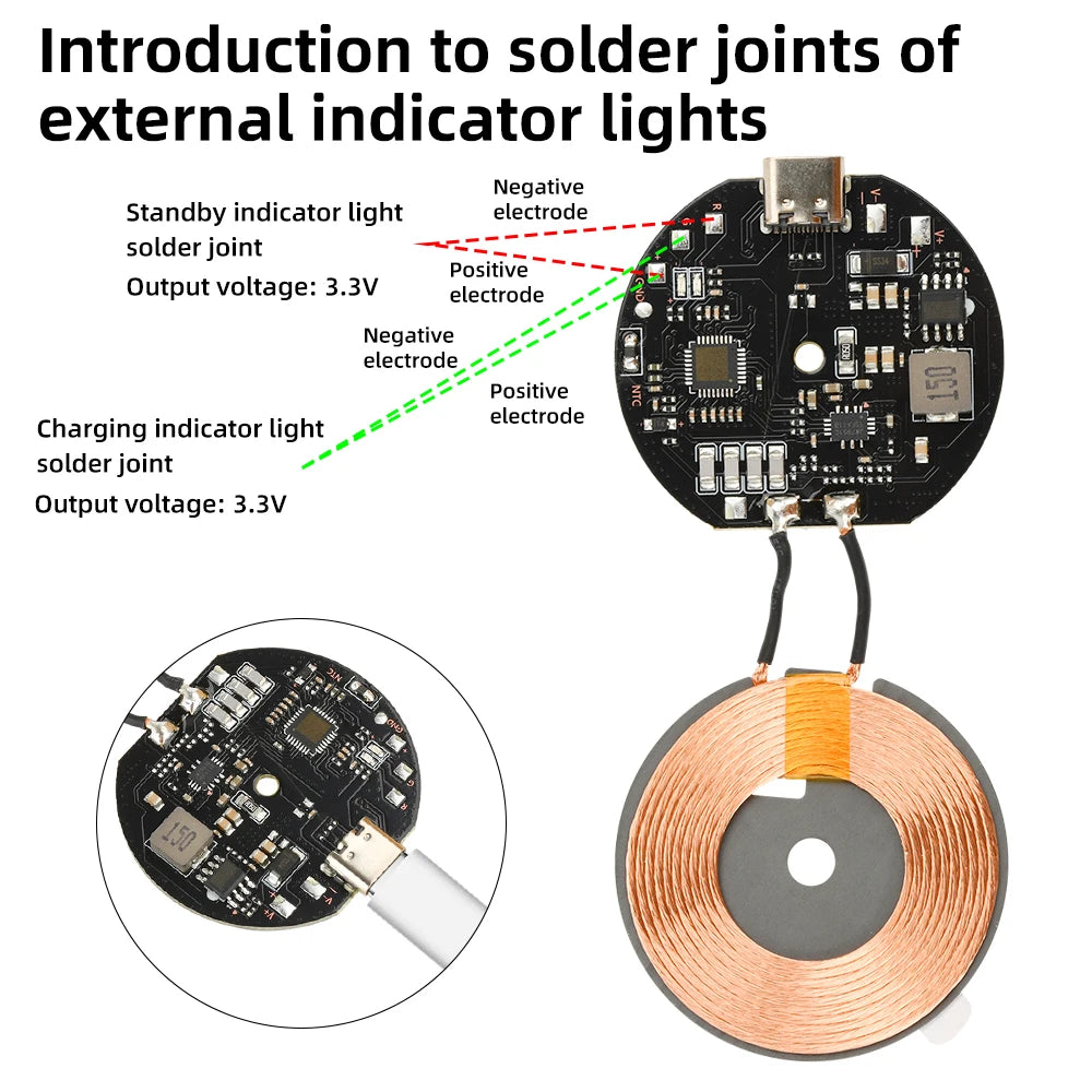 20W High Power Car Wireless Charging Module 12V 24V Mobile Phone Battery Car Modification Wireless Charging Motherboard Pcba