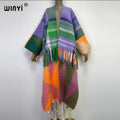 WINYI winter dress for women Retro print comfortable OverCoat Thick Warm long coat fashion cardigan Middle East winter abaya