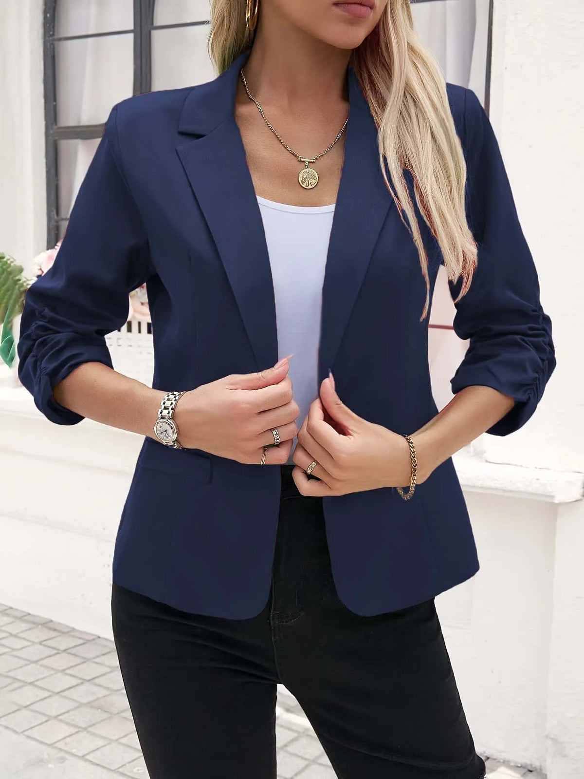 2026 new European and American women's suit jacket formal wear three-quarter sleeve suit jacket