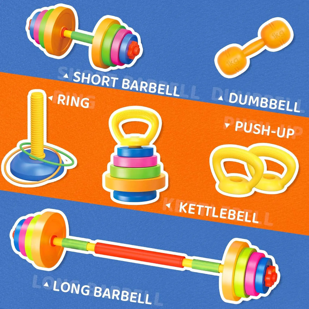 Kids Workout Equipment Adjustable Weight Toy Equipment for Children Pretend Play Exercise, Toddler Beginner Gym Fitness for Gift