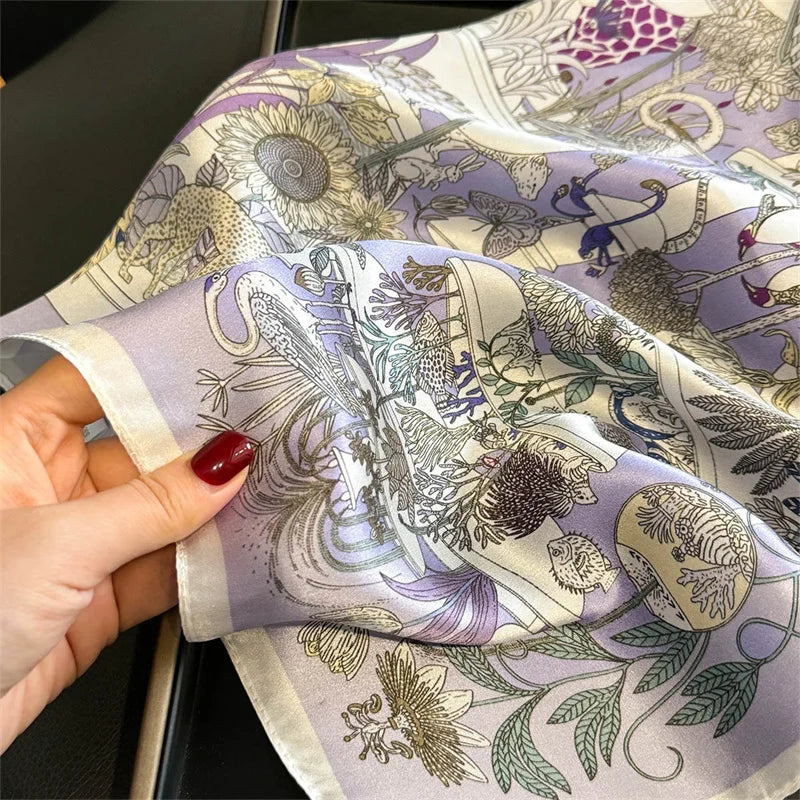 100% Silk Scarf Square Scarves for Women Wrap Kerchief  Mulberry Silk Bandana Fashion Luxury High Quality Headband Hijab